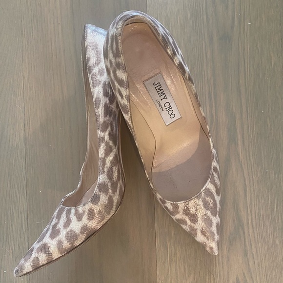 JIMMY CHOO METALLIC LEOPARD PRINT 'ANOUK' PUMPS - Picture 2 of 5